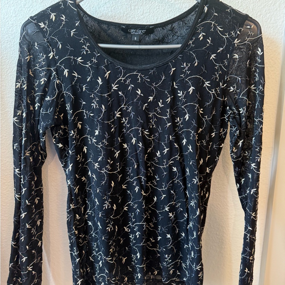 Express Black Fitted Blouse with Long Sleeves